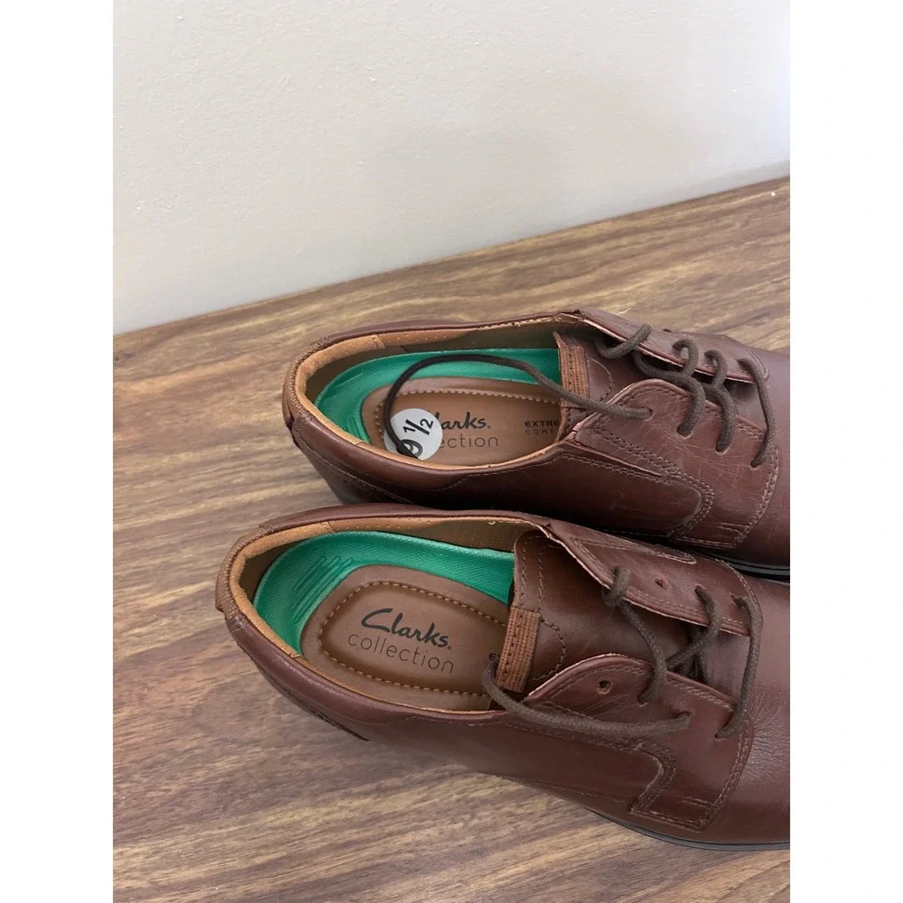 Clarks Collection Whiddon Cap‎ Mens Dark Brown Leather Oxford Shoes 9.5 M